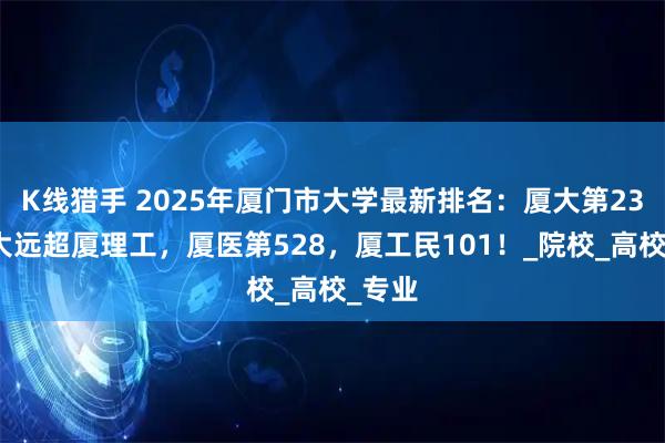 K线猎手 2025年厦门市大学最新排名：厦大第23，集大远超厦理工，厦医第528，厦工民101！_院校_高校_专业