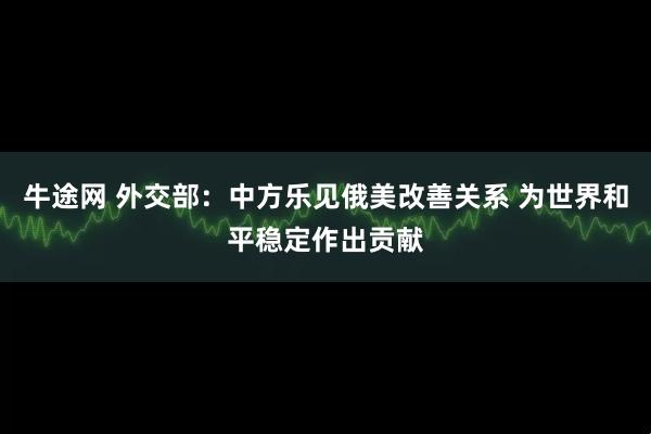 牛途网 外交部：中方乐见俄美改善关系 为世界和平稳定作出贡献